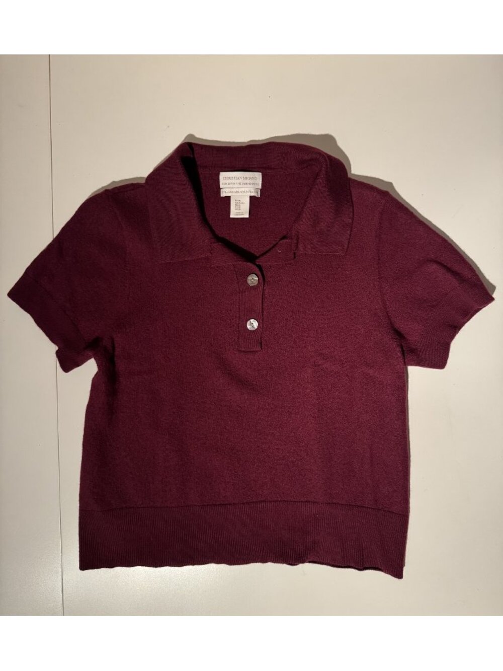 Merino Wool Polo Shirt Burgundy